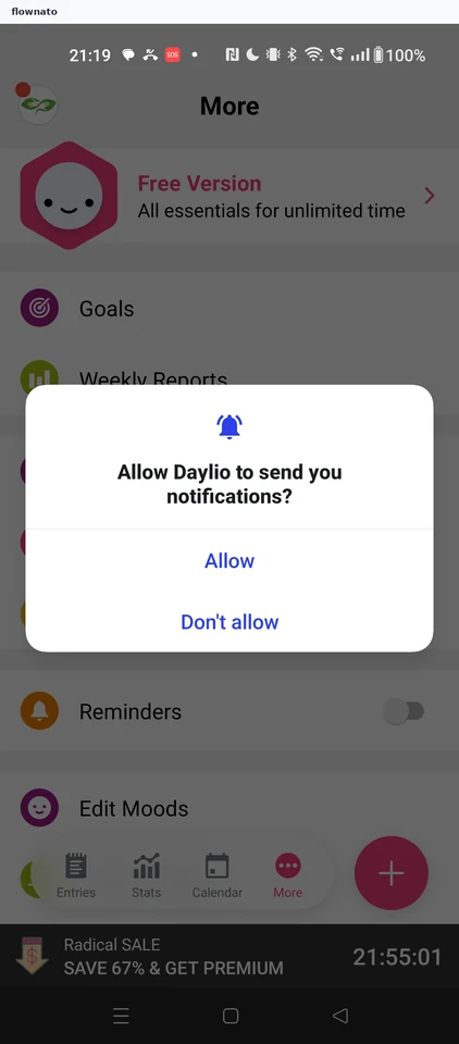 Daylio: Notification permission prompt