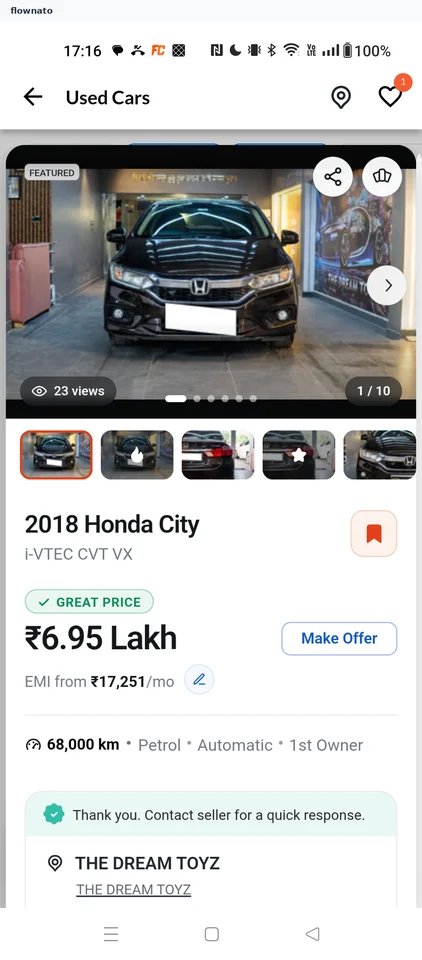CarDekho Used car details