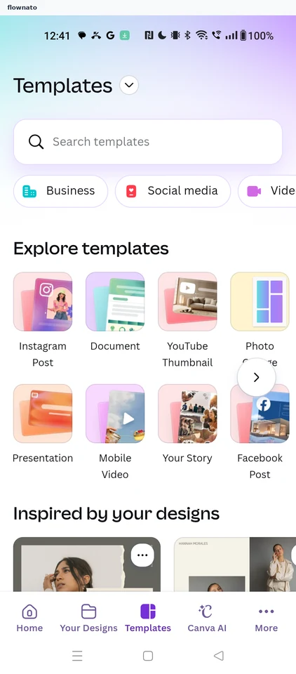 Canva: Templates home