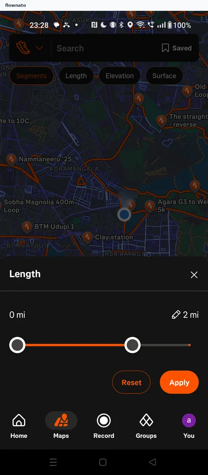 Strava: Maps tab: segment discovery