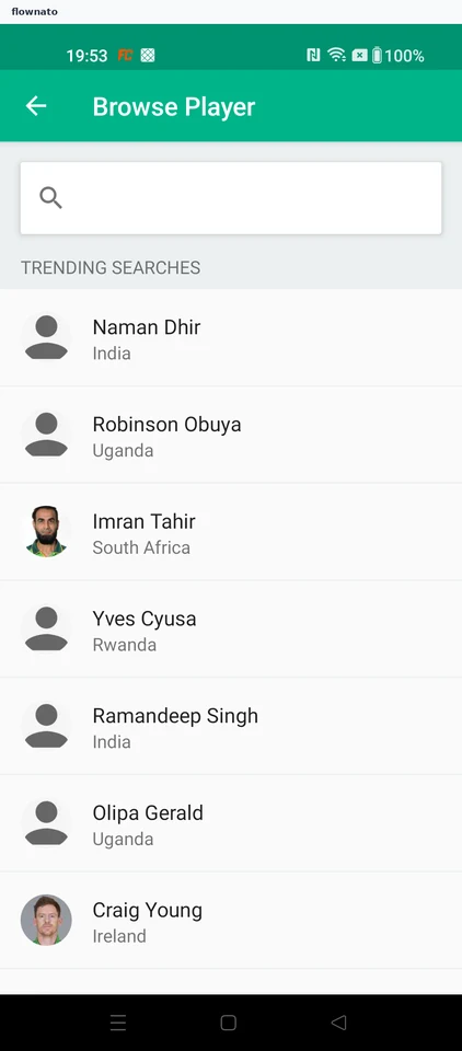 Cricbuzz: Start a player search