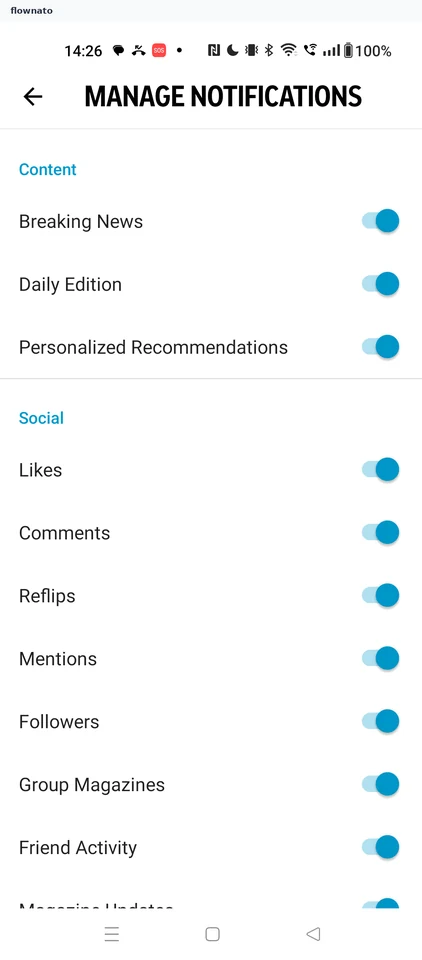 Flipboard: Manage notifications