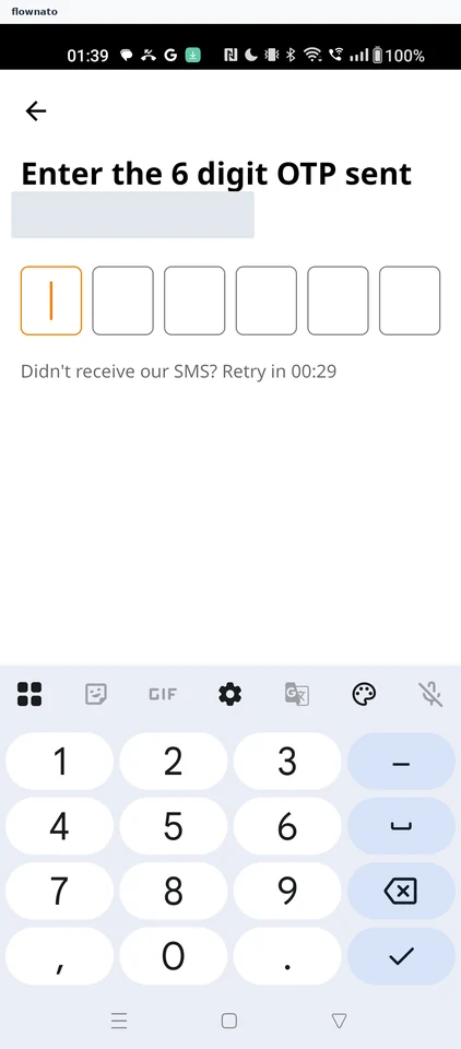 Chalo: OTP entry