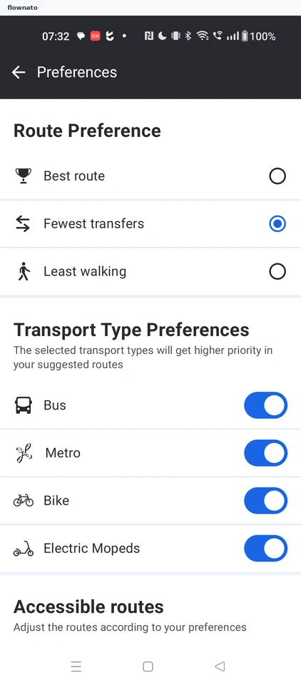 Moovit: Journey planner preferences