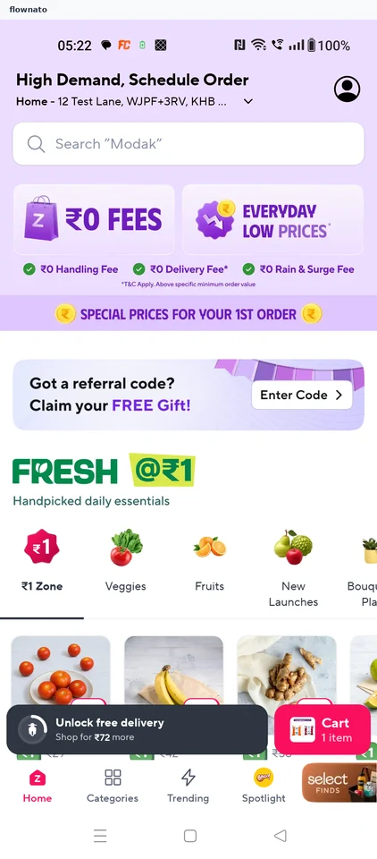 Open the cart