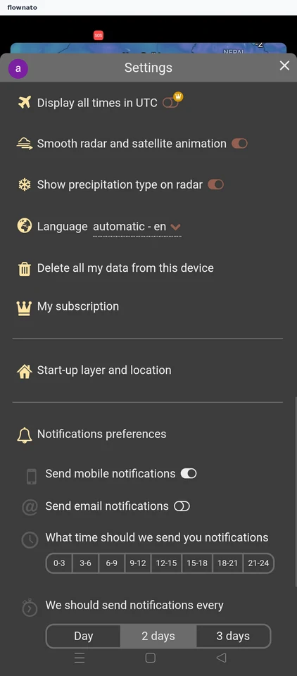 Windy: Settings