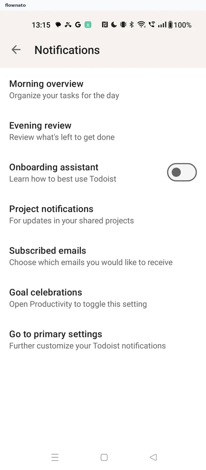 Todoist: Notification settings