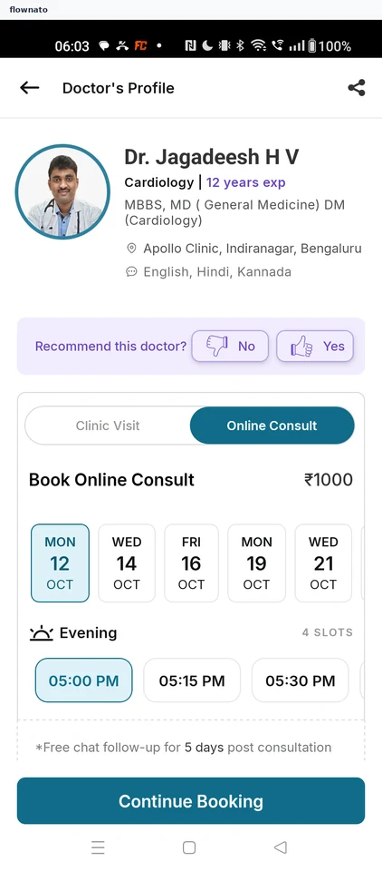 Apollo 247: Continue booking