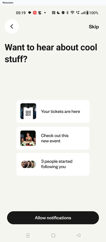 Eventbrite: Notification permission