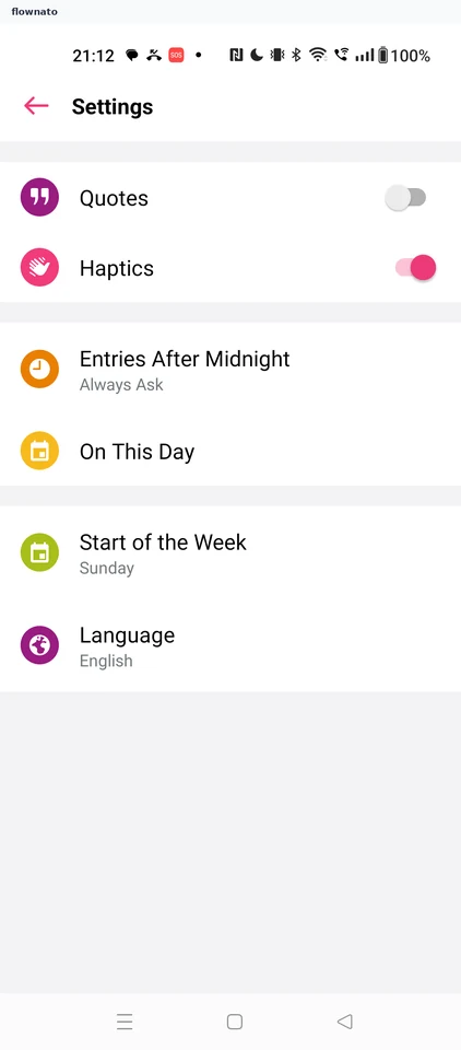 Daylio: Settings