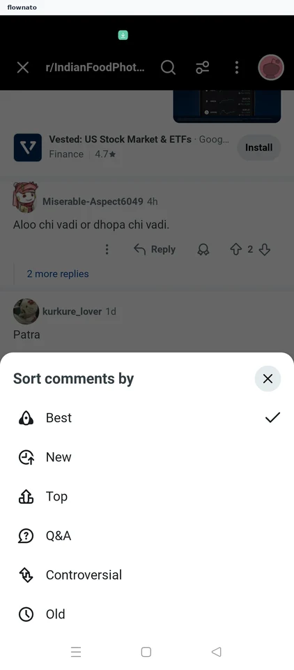 Reddit: Sort comments by