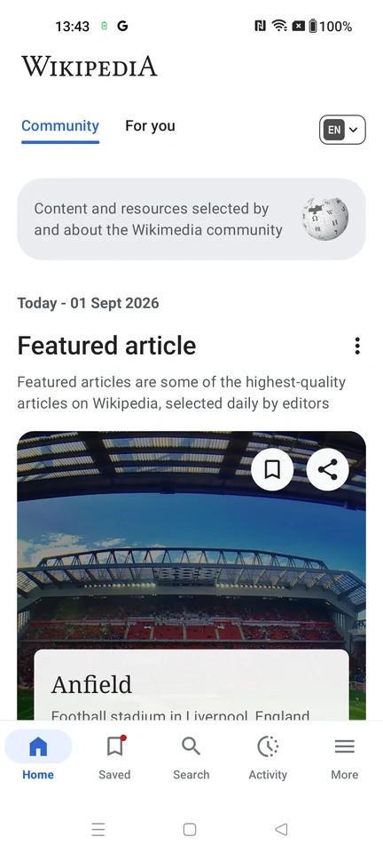 Wikipedia: Featured article ready to save