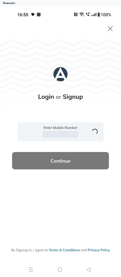 AJIO: Mobile number entry