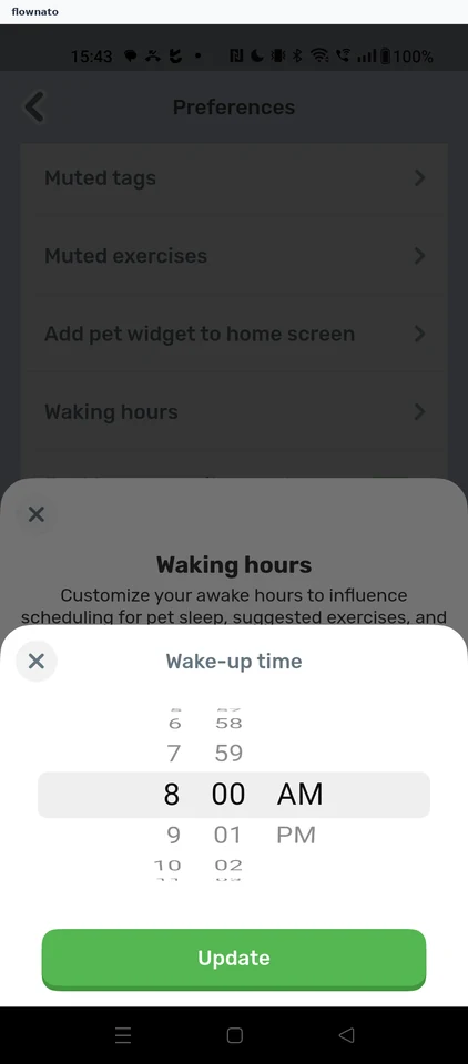 Finch: Waking hours sheet