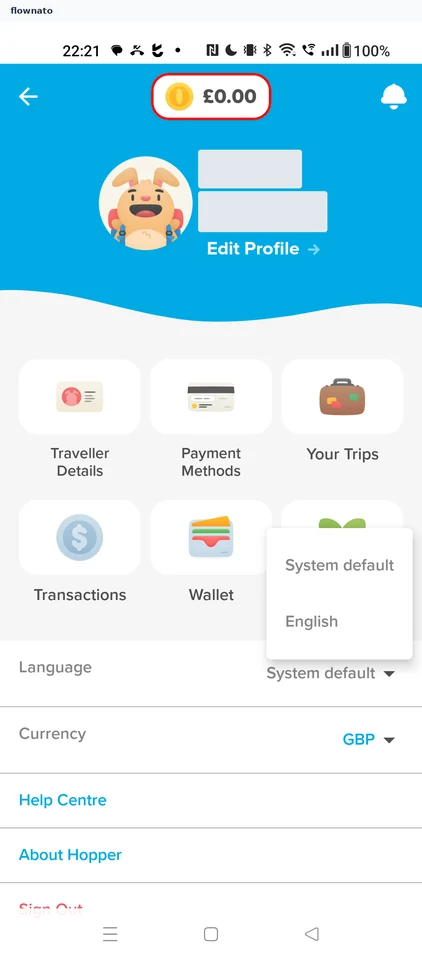 Hopper: Account hub