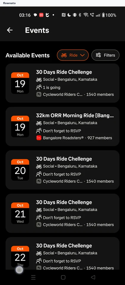 Event list