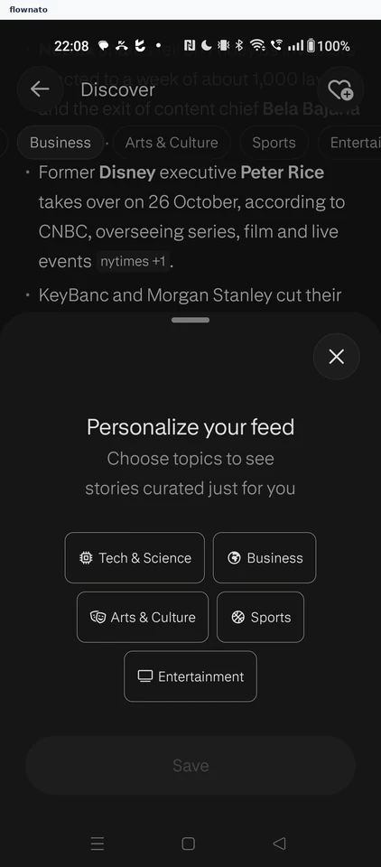 Perplexity: Feed topics