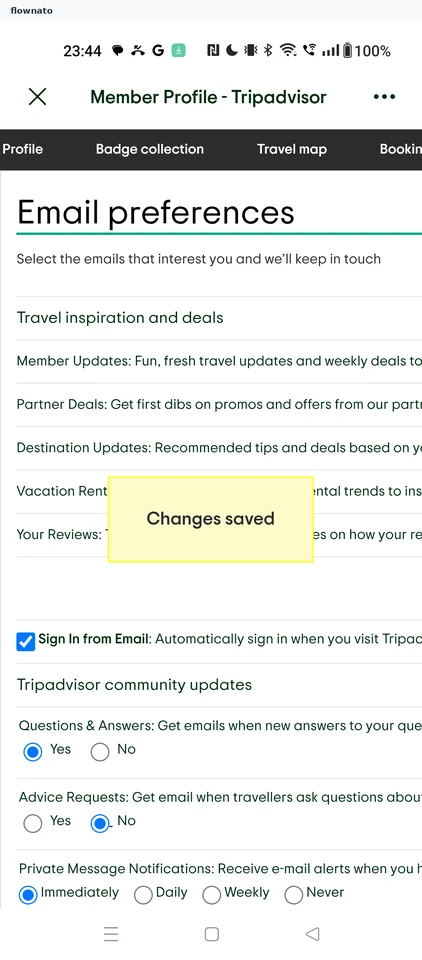 Tripadvisor: Email preferences