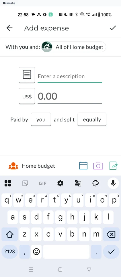 Splitwise: Add expense form