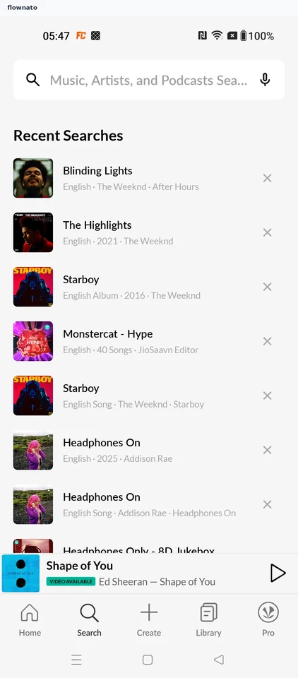 JioSaavn: Enter a song search
