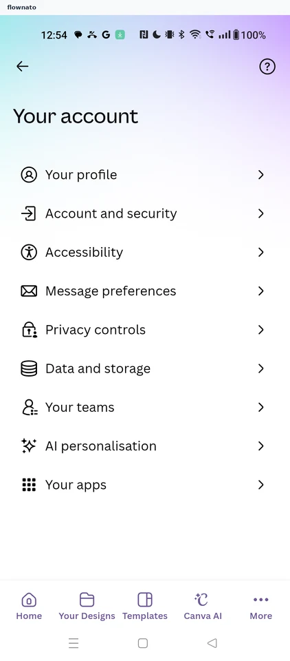 Canva: Your account