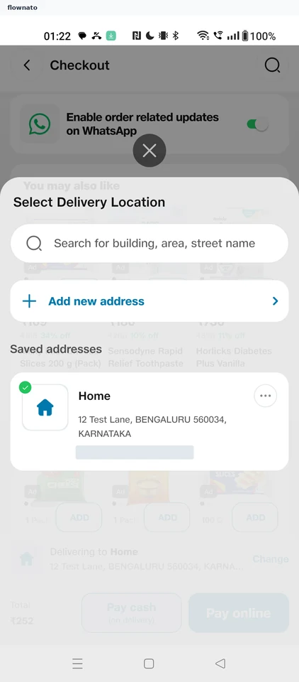 JioMart: Select delivery location