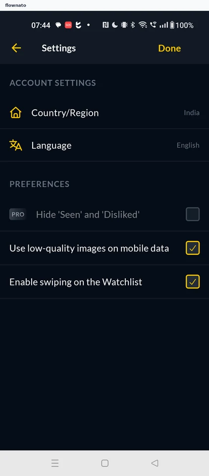 JustWatch: Settings