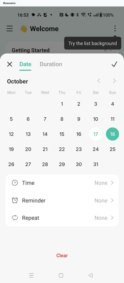 TickTick: Date, time, reminder and repeat picker