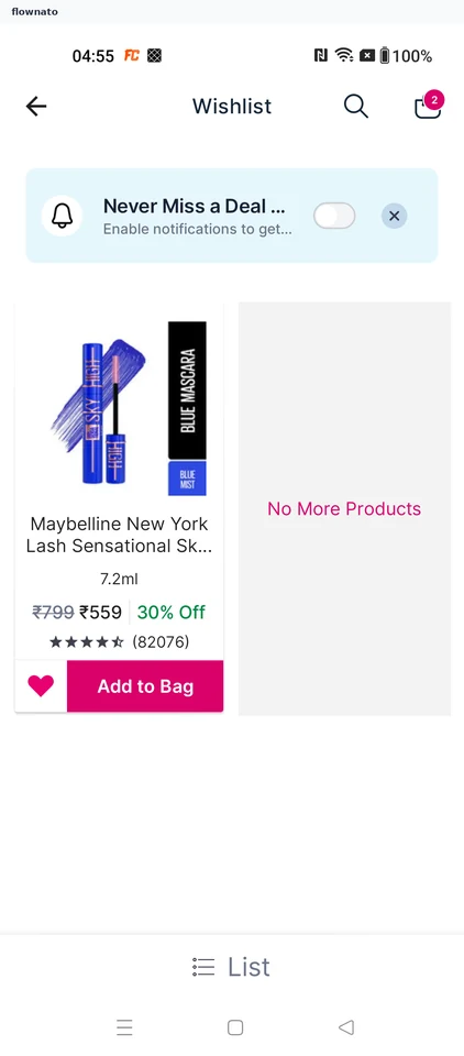 Nykaa: Choose the saved item