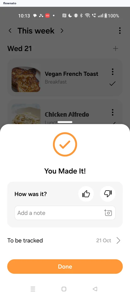 Samsung Food: You Made It (track meal) sheet
