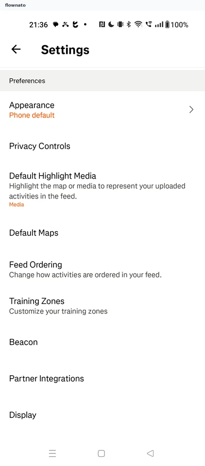 Strava: Settings