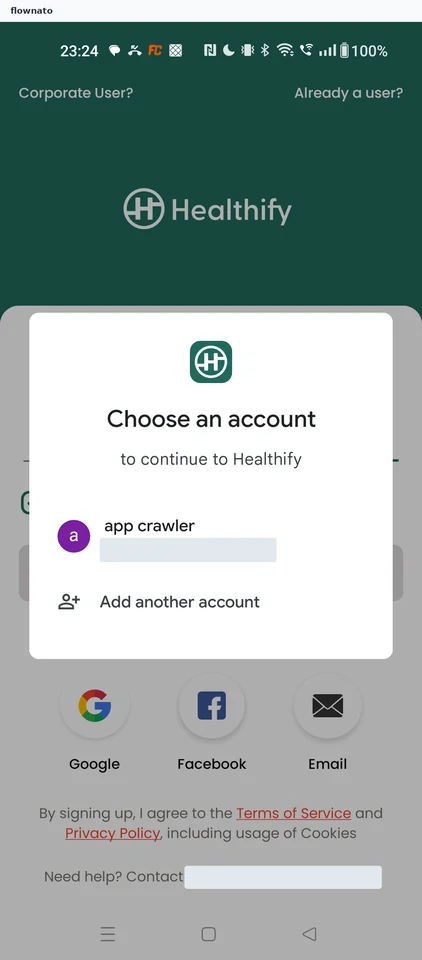 Healthify: Pick a Google account