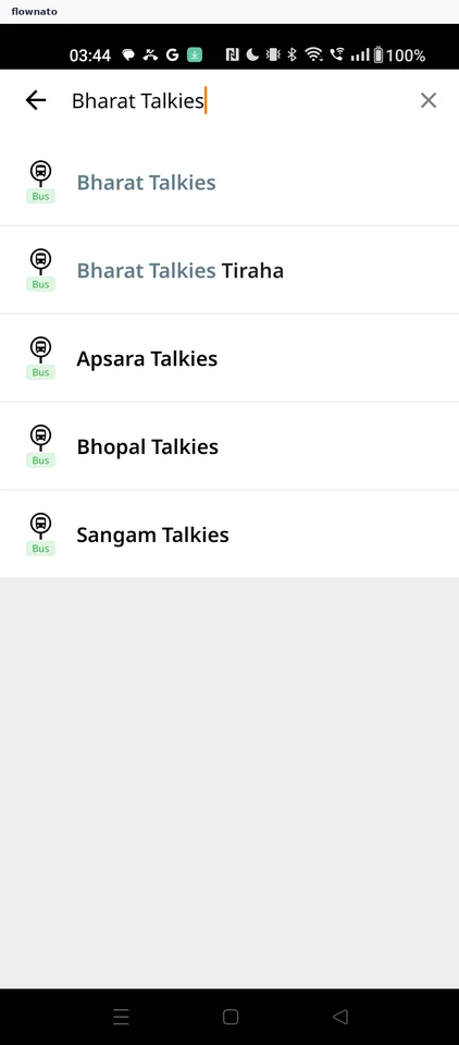 Chalo: Stop name results