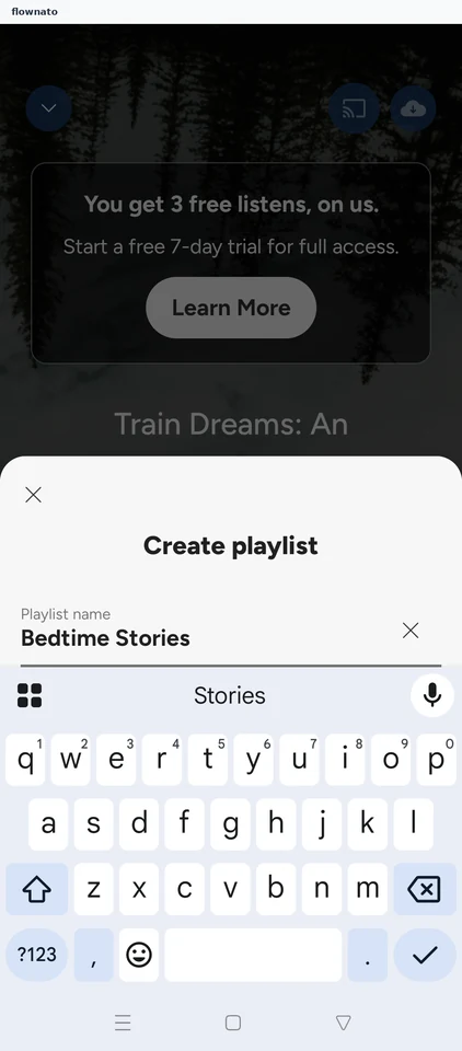 Calm: Create playlist