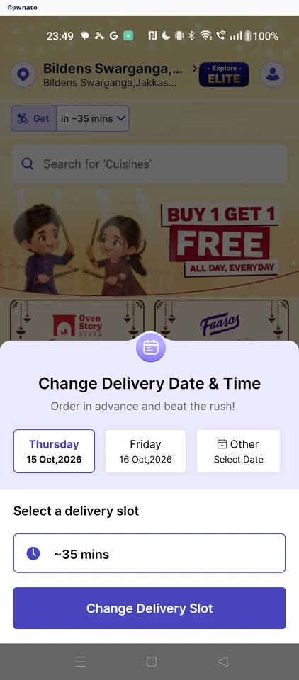 EatSure: Delivery date and time