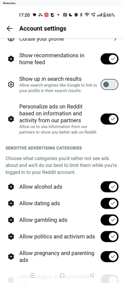 Account settings