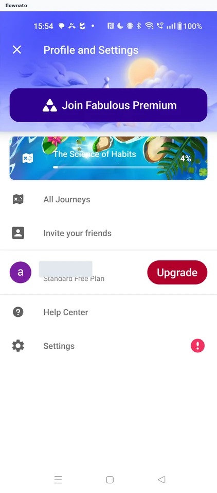 Fabulous: Profile and settings