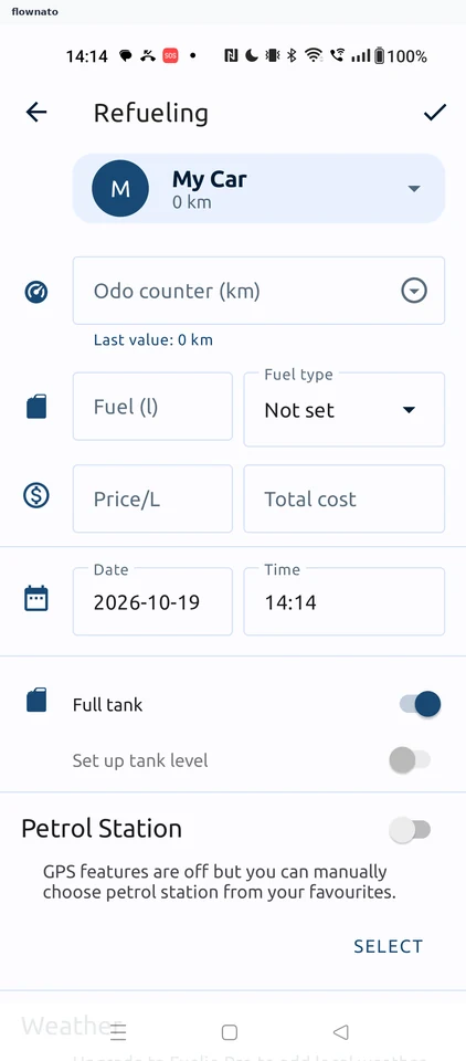 Fuelio: Refueling