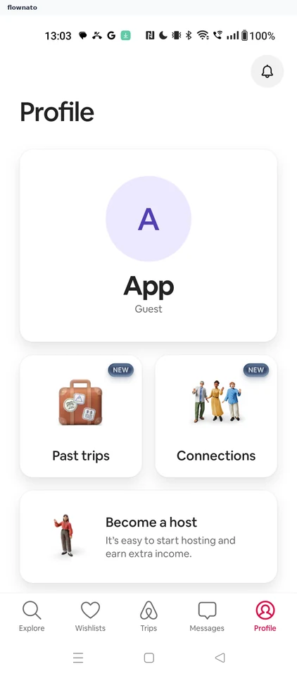 Airbnb: Profile tab
