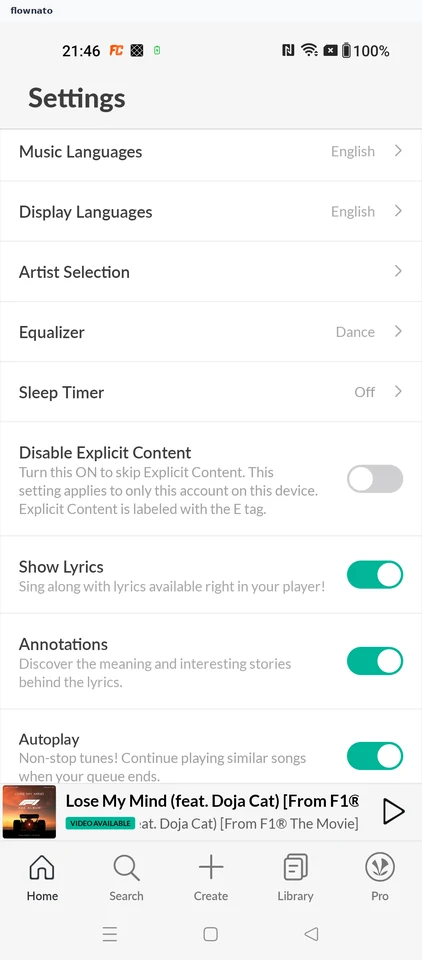 JioSaavn: Choose the content filter