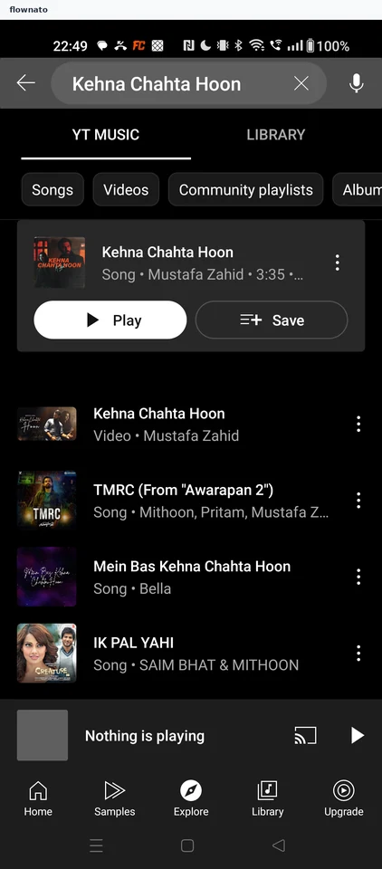 YouTube Music: Choose a result