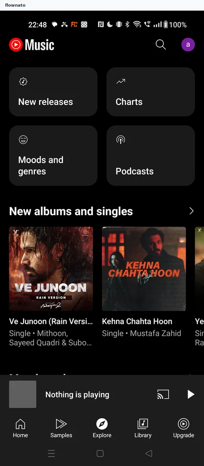 YouTube Music: Explore tab