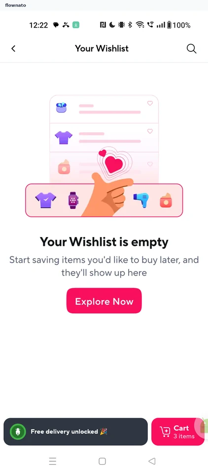 Zepto: Empty wishlist