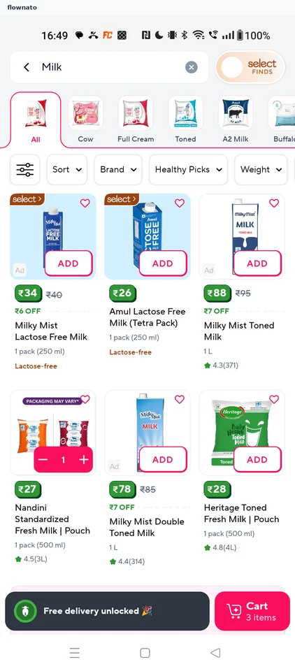 Zepto Search results