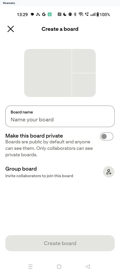 Pinterest: Create a board form
