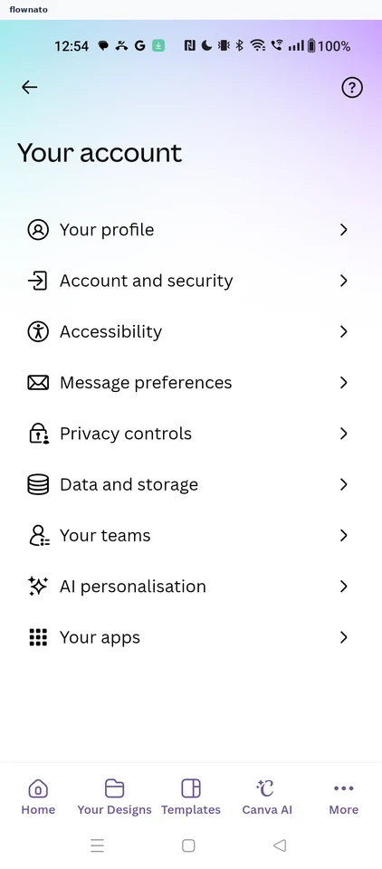 Canva: Your account