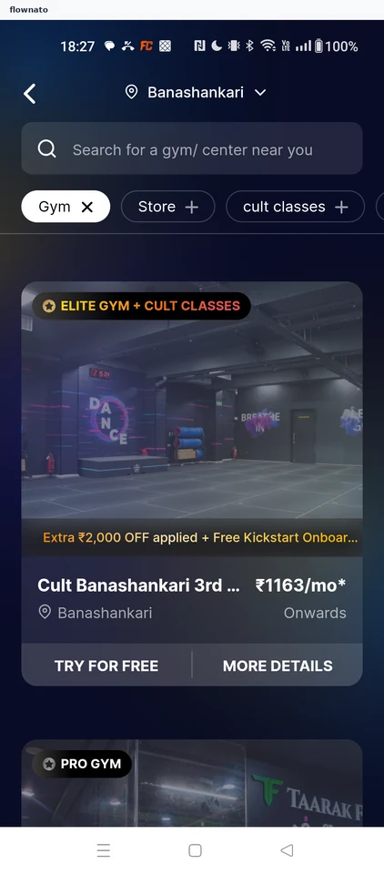 cult.fit: Nearby gym list