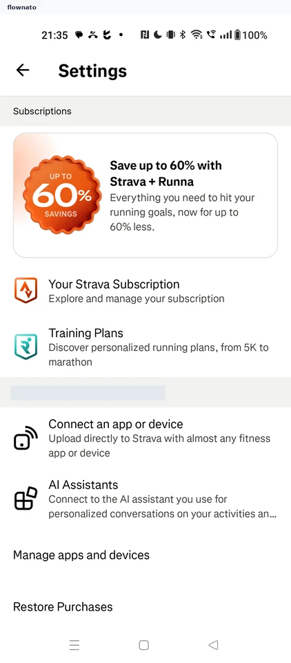 Strava: Settings