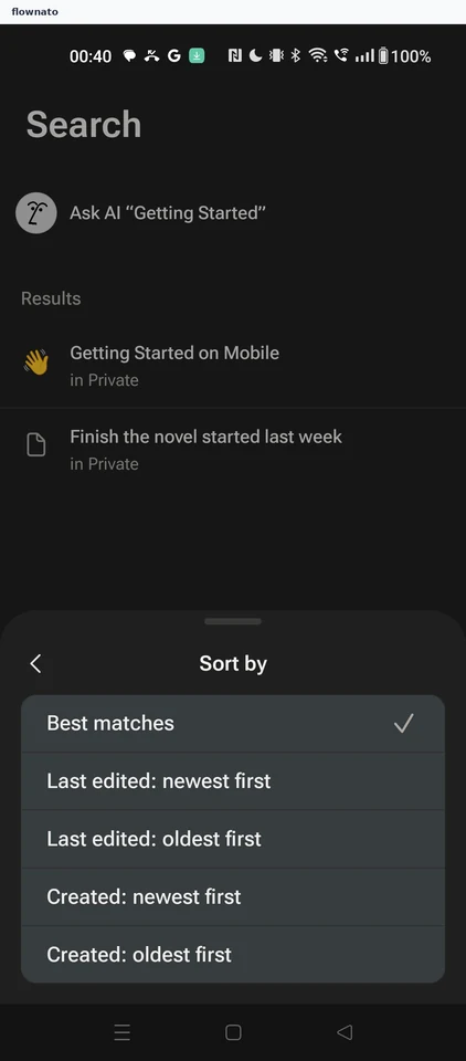 Notion: Search filters sheet