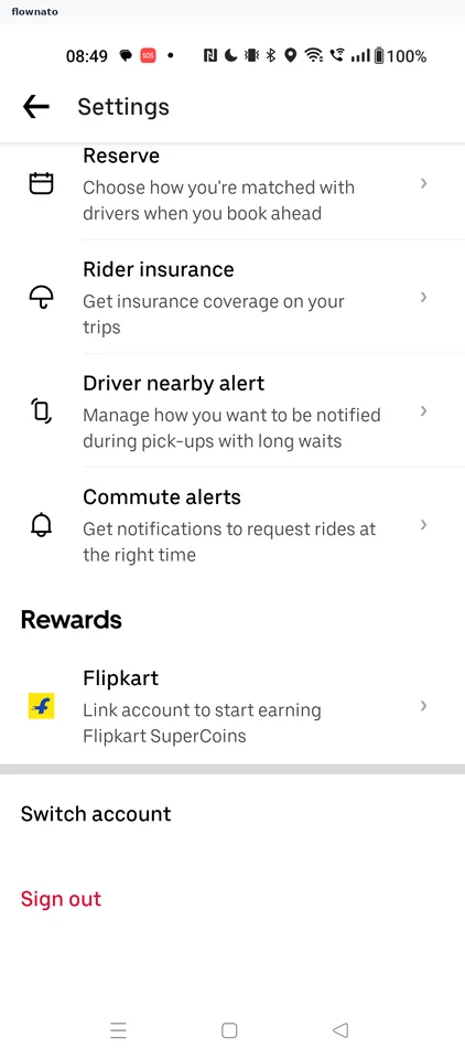 Uber: Settings